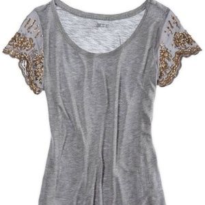 Sequined sleeve t shirt